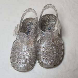 Cat & Jack Sparkly Silver Kids Jelly Sandals Size 7